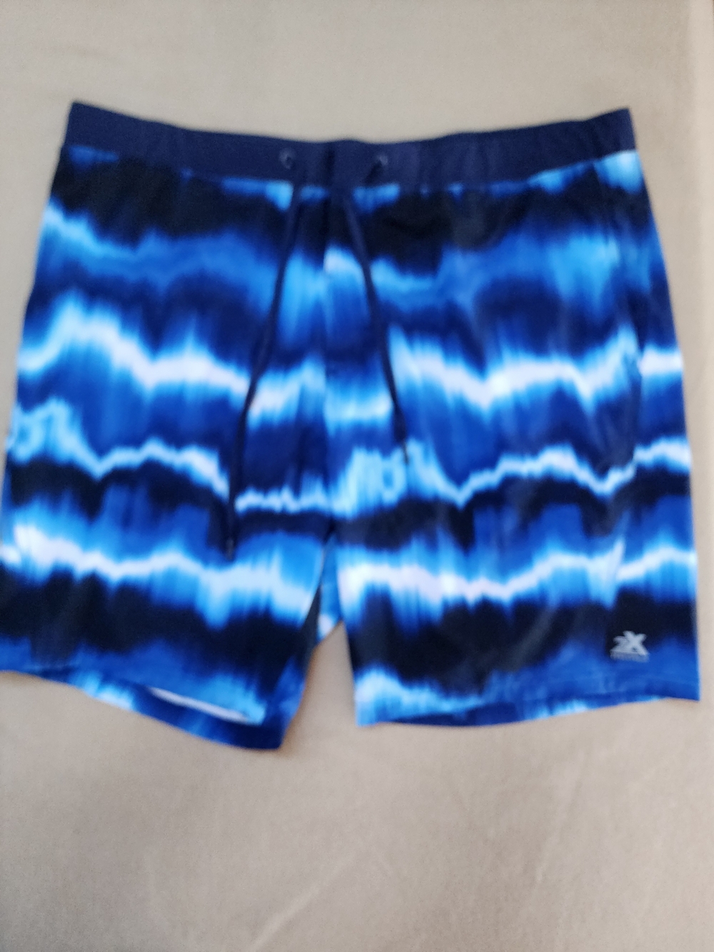 ZeroXposur Blue Tie-Dye Wave Swim Trunks. Size XL, Very Good Condition.